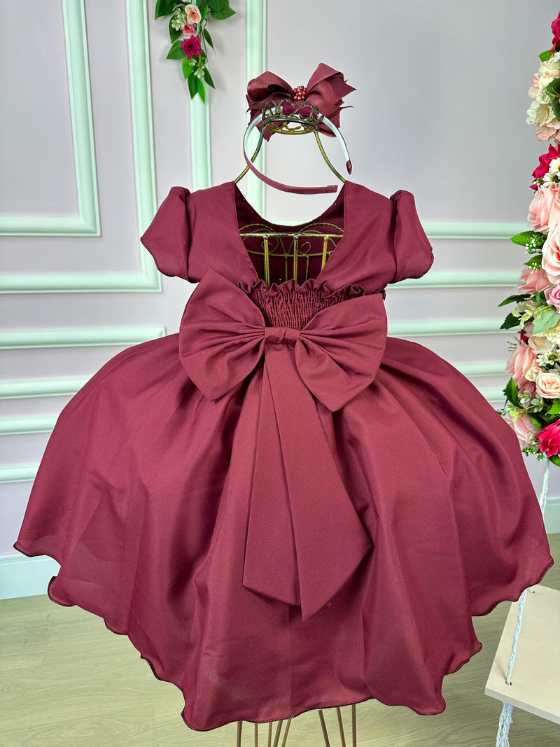 Vestido Ysa Kids Marsala Peito Perolas (VESTYSAKSMRSLPTPRLS)