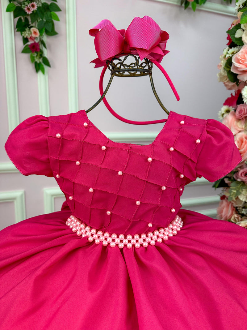 Vestido Ysa Kids Pink Peito Perolas (VESTYSAKPINKLPTPRLS)