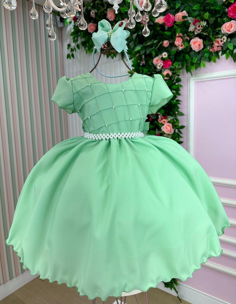 Vestido Ysa Kids Verde Oliva Peito Perolas (VESTYSKDSVRDOLVPTPRL)