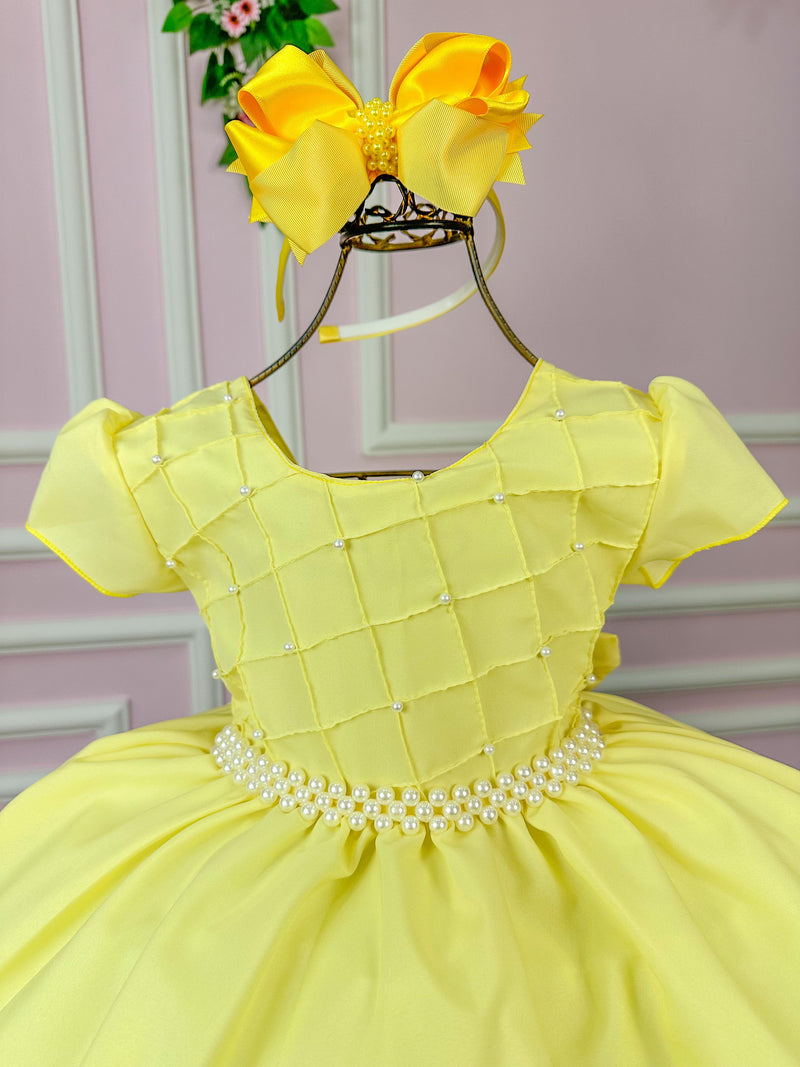 Vestido Ysa Kids Amarelo Peito Perolas (VESTYSAKSAMRLPTPRL)