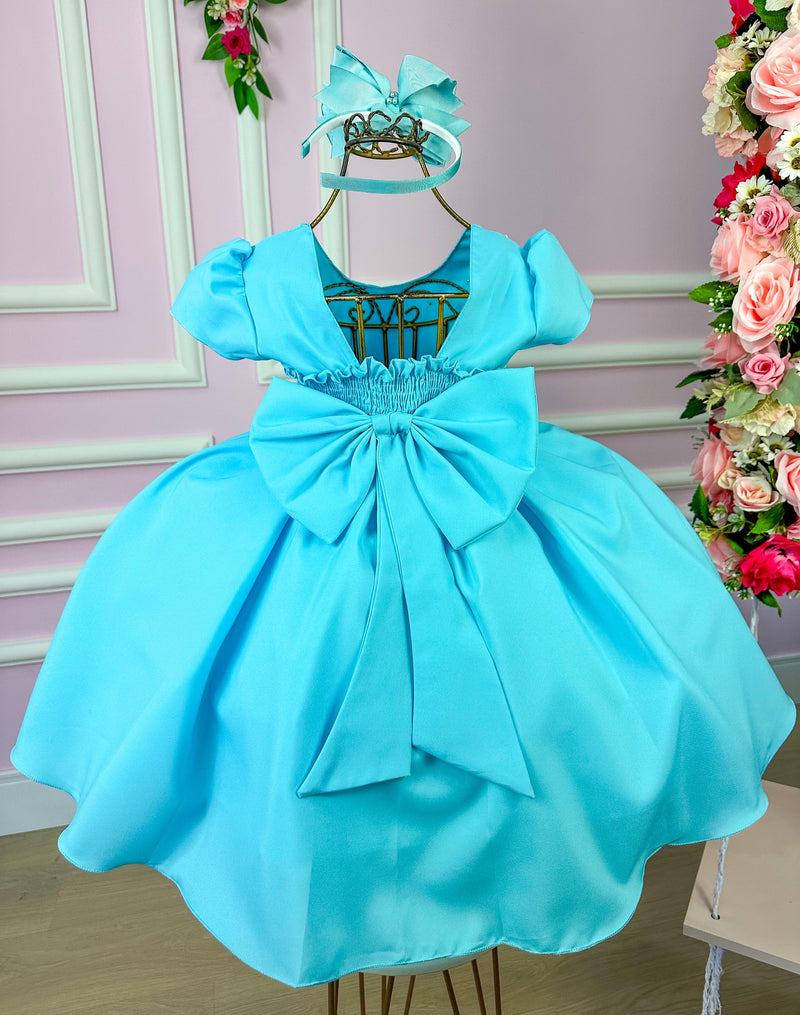 Vestido Ysa Kids Azul Tiffany Peito Perolas (VESTYSAKSAZLTFFPTPRL)