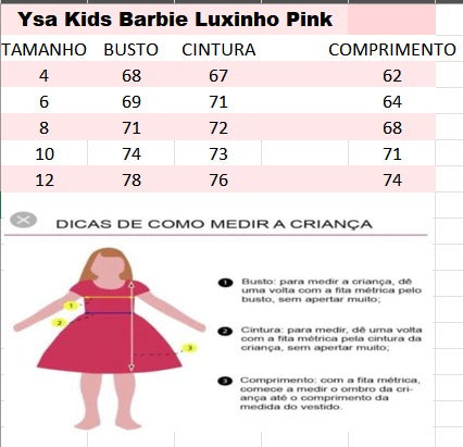 Vestido Ysa Kids Barbie Luxinho Pink (VESTYKIDSLXNHOPNK)