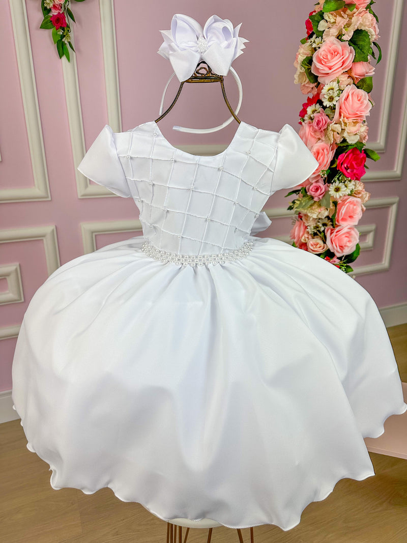 Vestido Ysa Kids Branco Peito Perolas (VESTYSKDSBRNPTPRL)