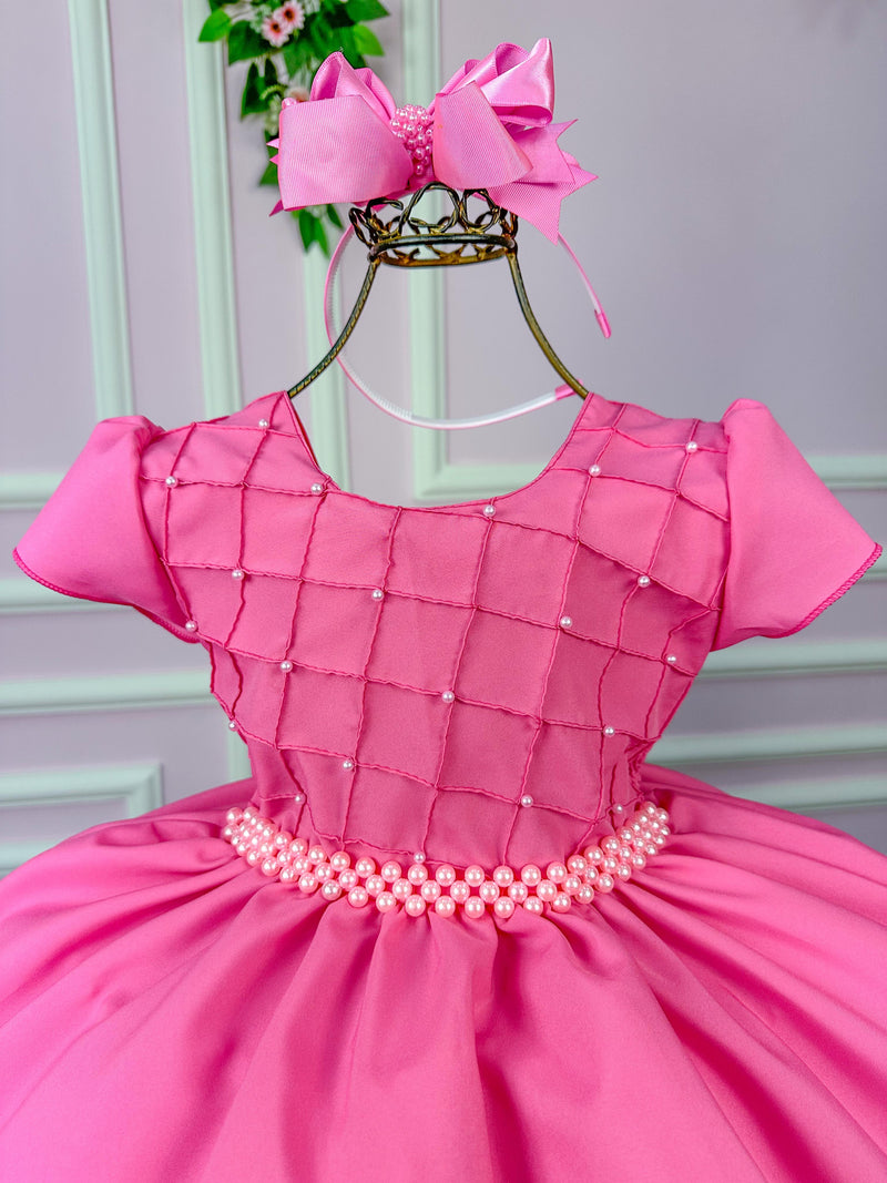 Vestido Ysa Kids Rosa Chiclete Peito Perolas (VESTYSAKDSRSCHCLPTPRL)