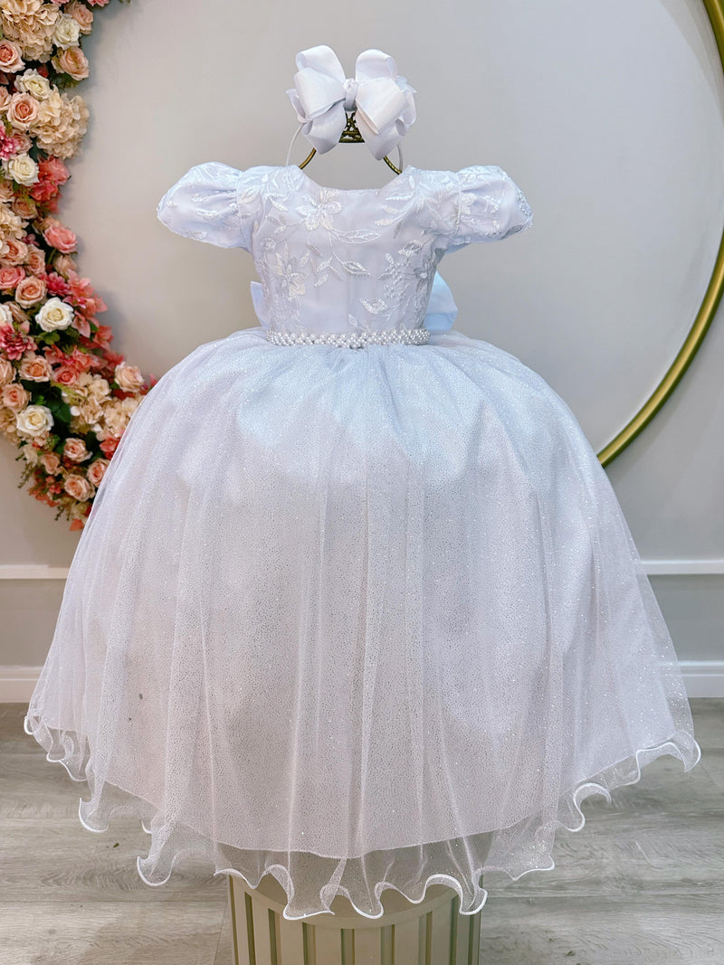 Vestido Infantil Branco C/ Renda Daminhas de Honra Longo (2347BB)