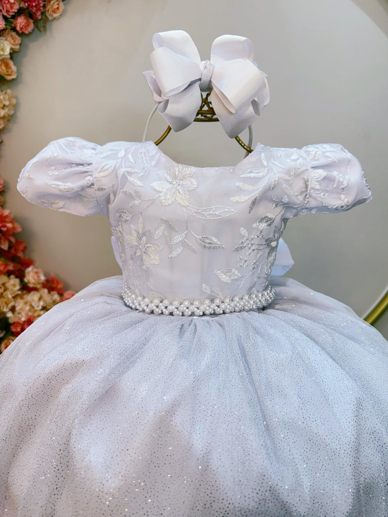 Vestido Infantil Branco C/ Renda Daminhas de Honra Longo (2347BB)