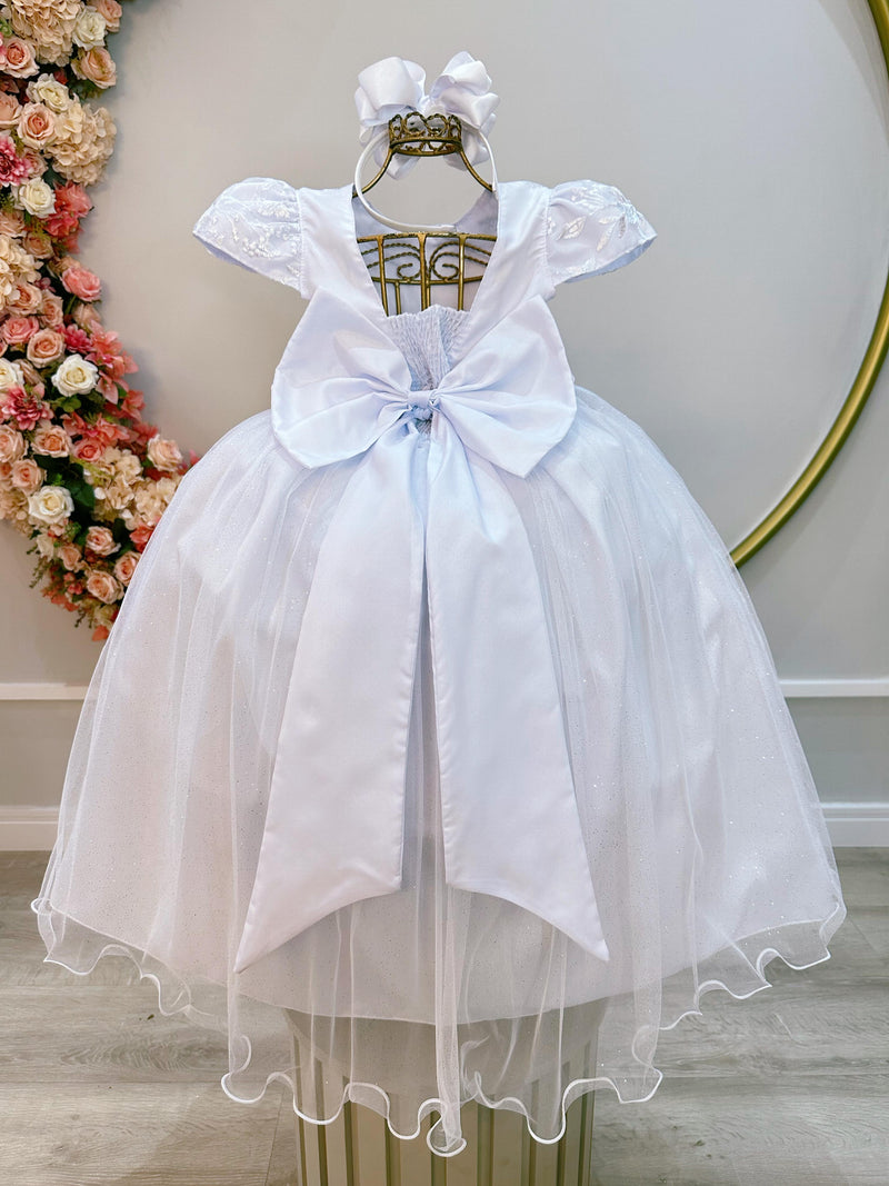 Vestido Infantil Branco C/ Renda Daminhas de Honra Longo (2347BB)