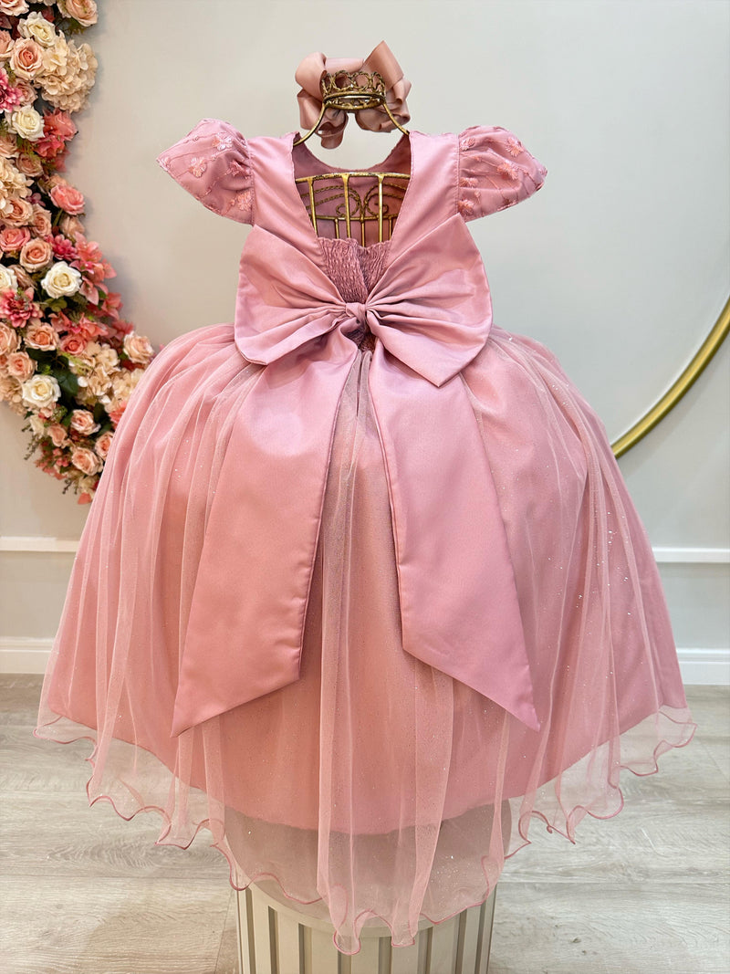 Vestido Infantil Rose C/ Renda Daminhas de Honra Longo (2347RE)