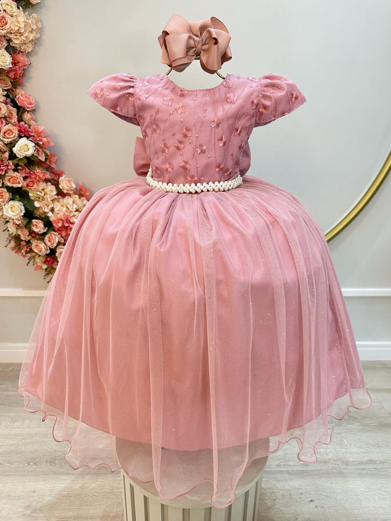 Vestido Infantil Rose C/ Renda Daminhas de Honra Longo (2347RE)