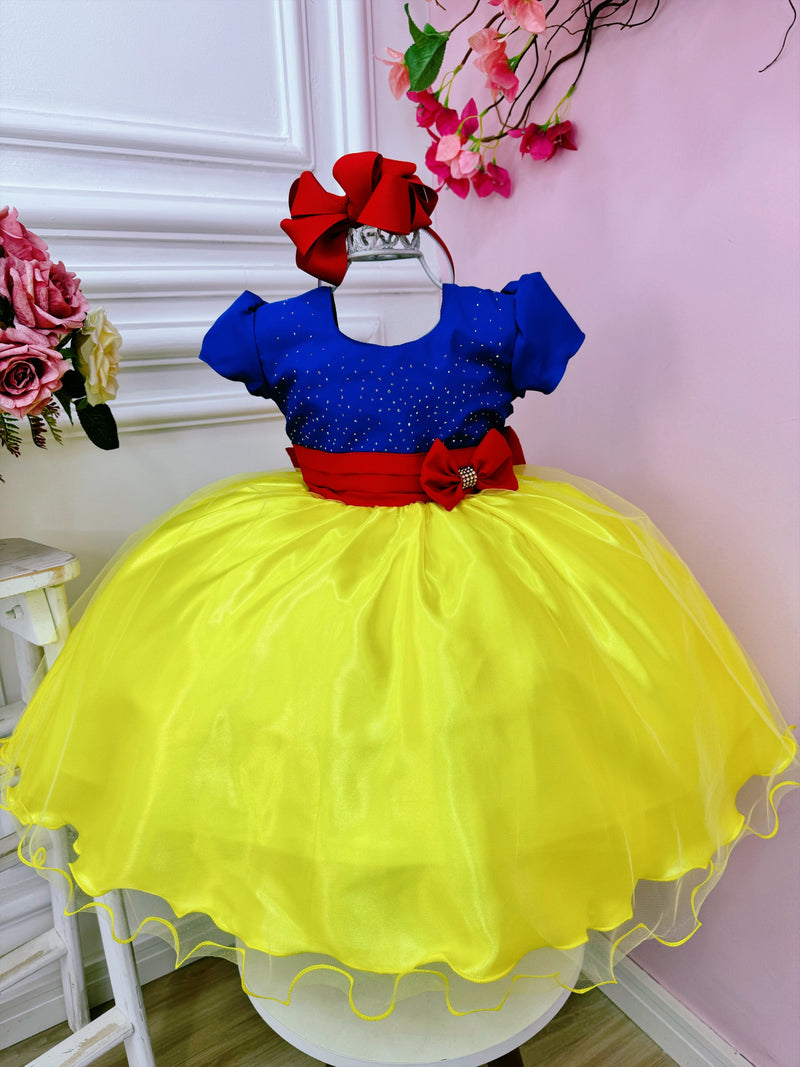 Vestido Infantil Princesa Branca de Neve C/ Broche Festas (2004AB)