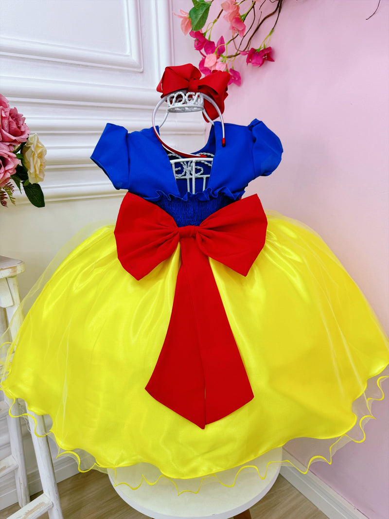 Vestido Infantil Princesa Branca de Neve C/ Broche Festas (2004AB)