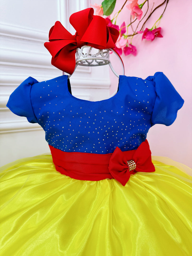 Vestido Infantil Princesa Branca de Neve C/ Broche Festas (2004AB)