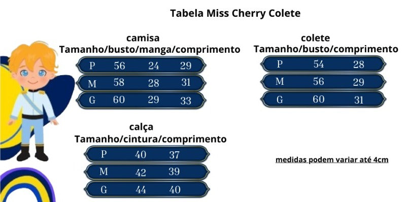 Conjunto Miss Cherry Bebe Colete Pietro Azul Bebe (CNJTMSSCHRBBCLTPITAZLBB)