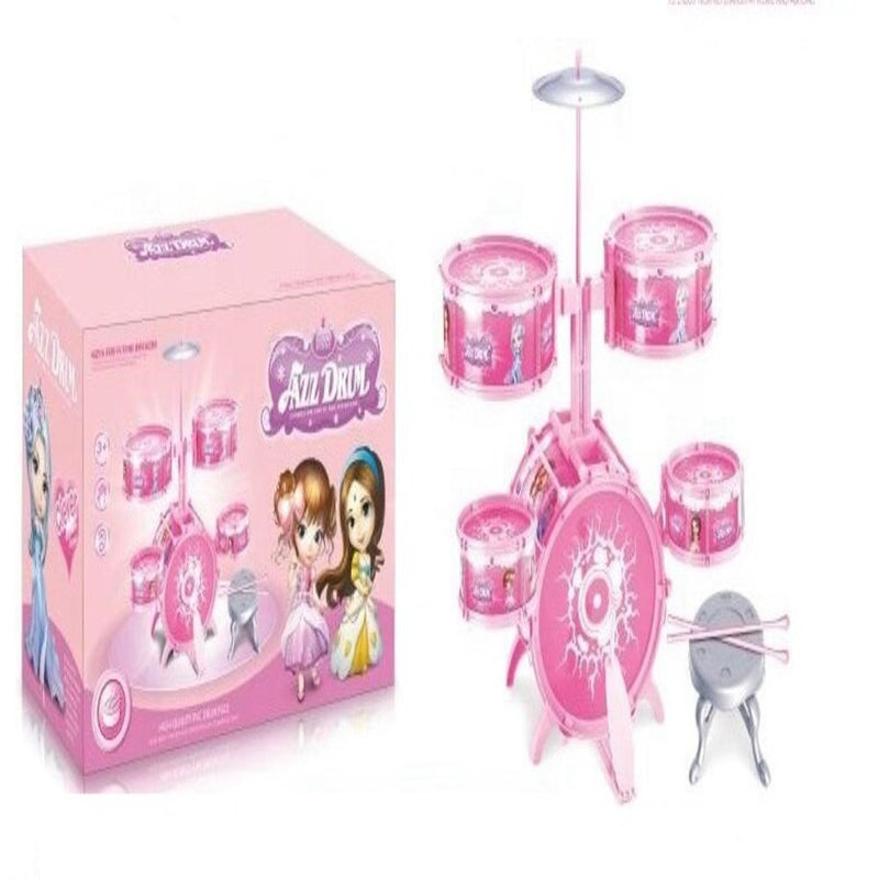 BATERIA INFANTIL MUSICAL ROCKY GIRL GRANDE ROSA BANQUETA PEDAL