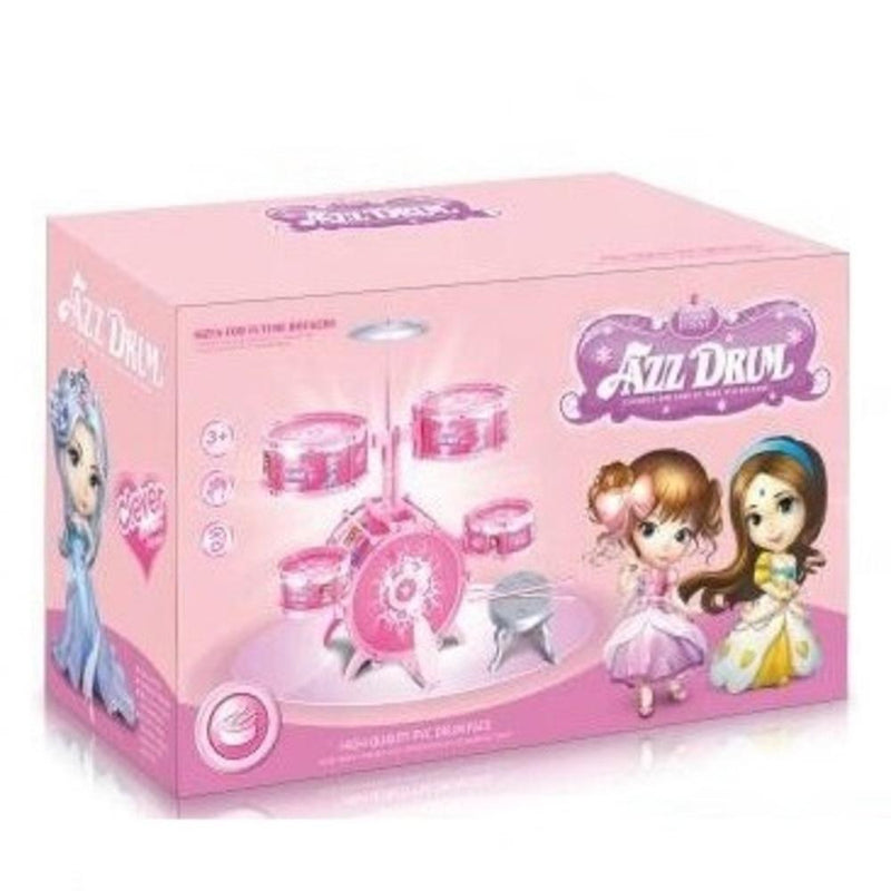 BATERIA INFANTIL MUSICAL ROCKY GIRL GRANDE ROSA BANQUETA PEDAL