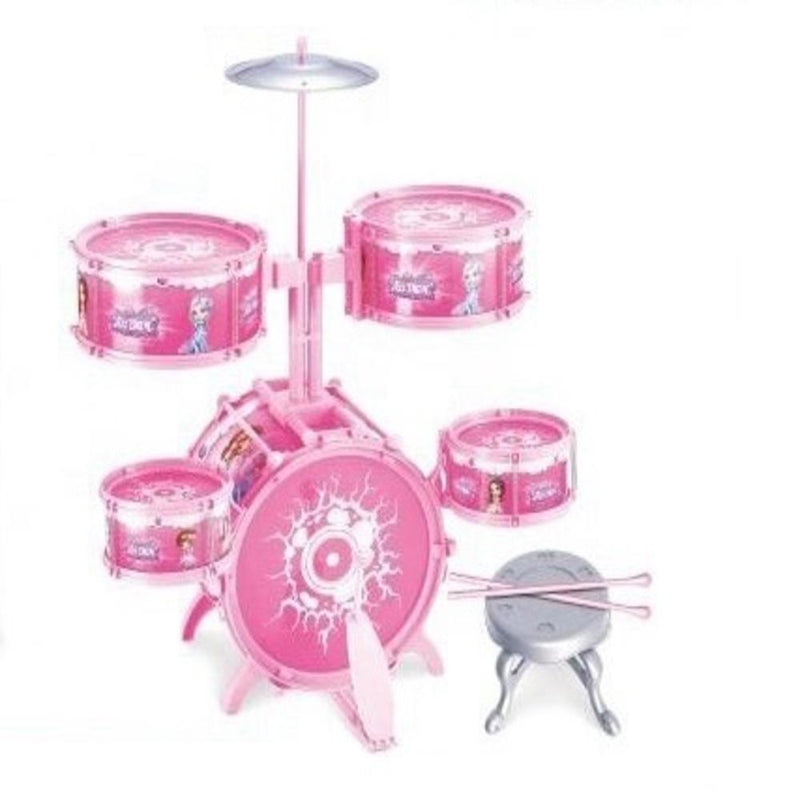 BATERIA INFANTIL MUSICAL ROCKY GIRL GRANDE ROSA BANQUETA PEDAL