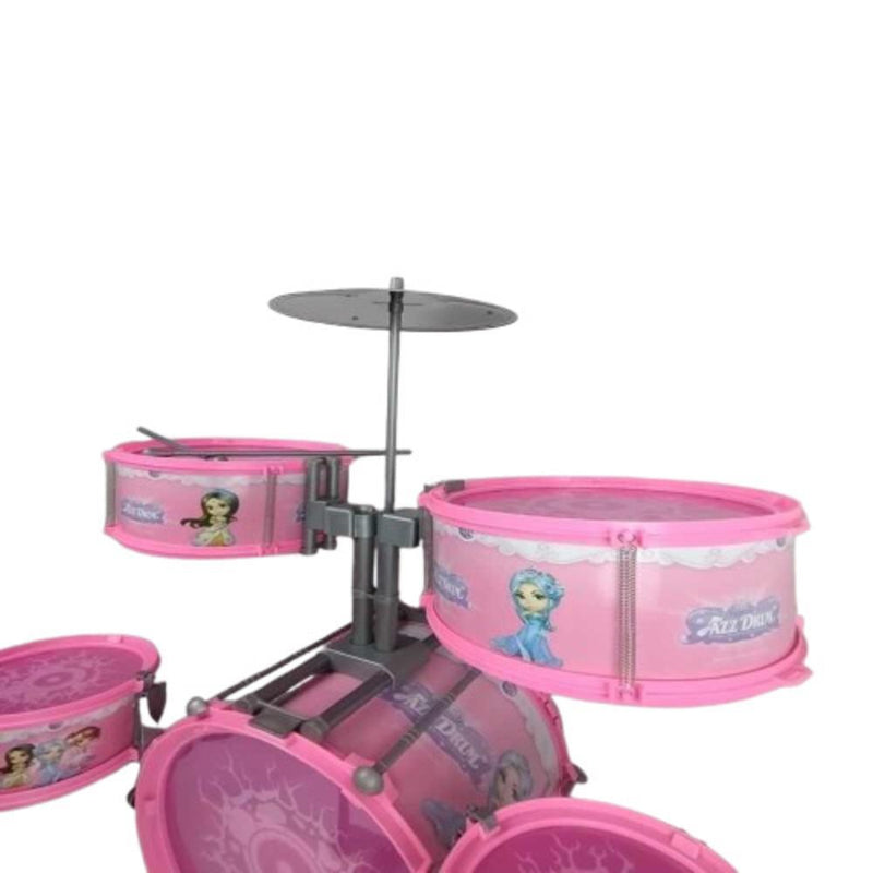 BATERIA INFANTIL MUSICAL ROCKY GIRL GRANDE ROSA BANQUETA PEDAL