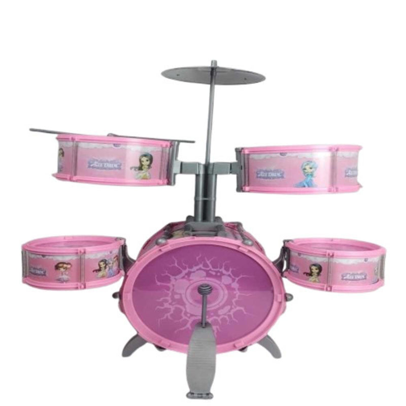 BATERIA INFANTIL MUSICAL ROCKY GIRL GRANDE ROSA BANQUETA PEDAL