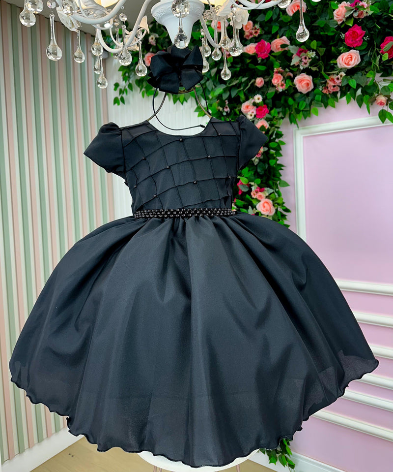 Vestido Ysa Kids Preto Peito Perolas (VESTYSKDPRTPTPR)