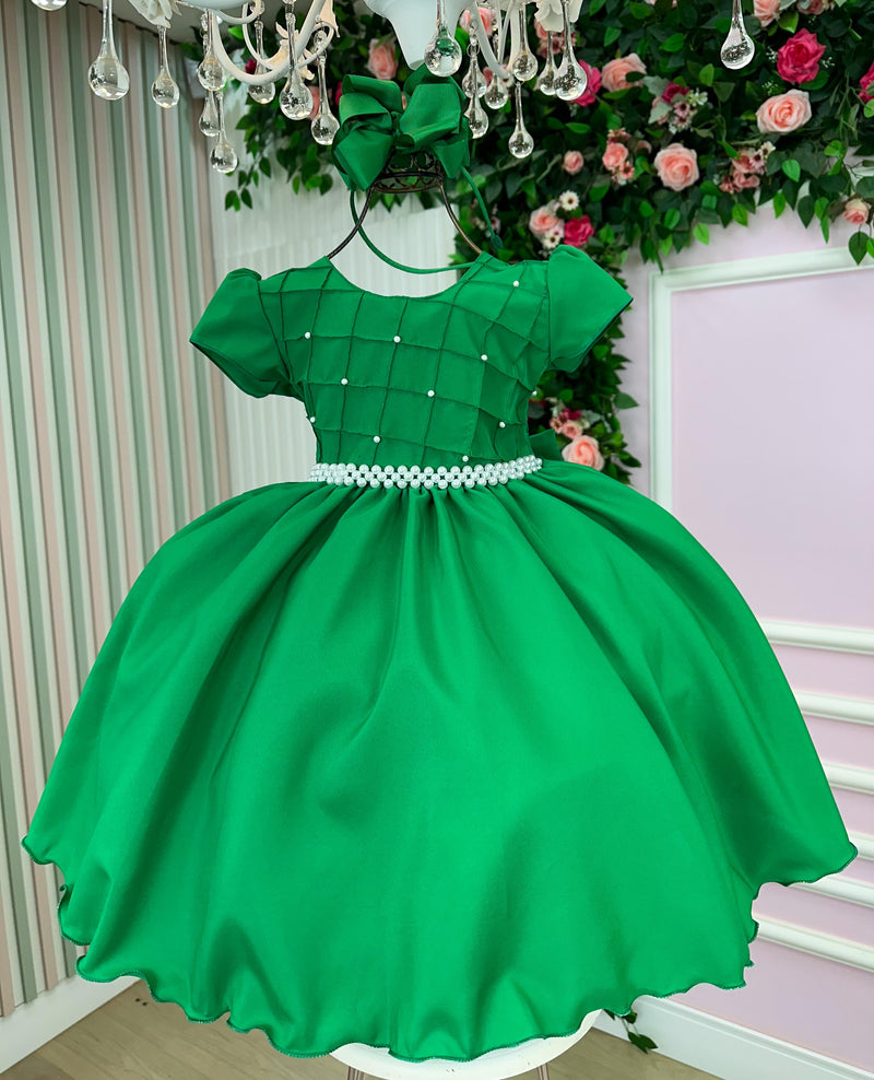 Vestido Ysa Kids Verde Bandeira Peito Perolas (VESTYSKDSVRDBNDRPTPRL)