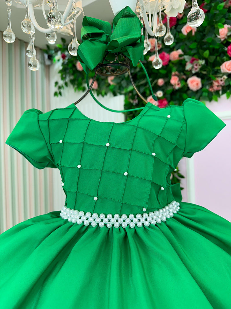 Vestido Ysa Kids Verde Bandeira Peito Perolas (VESTYSKDSVRDBNDRPTPRL)