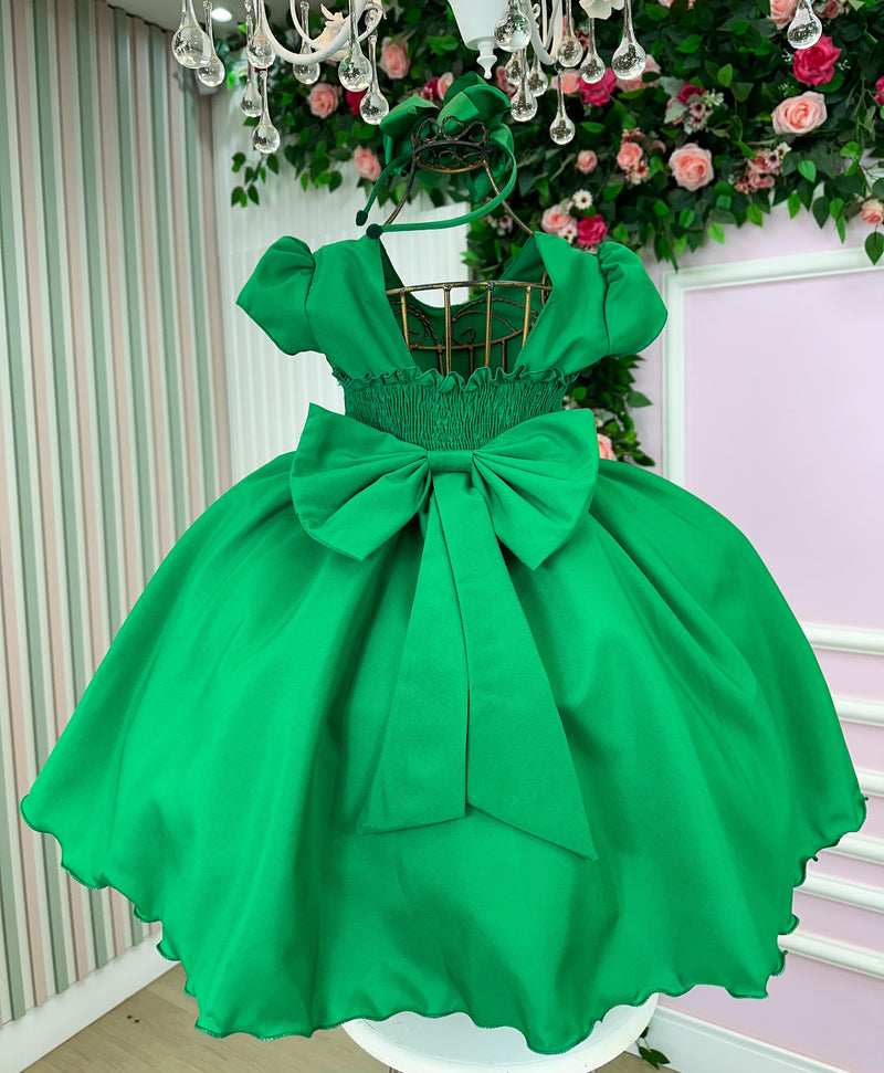 Vestido Ysa Kids Verde Bandeira Peito Perolas (VESTYSKDSVRDBNDRPTPRL)