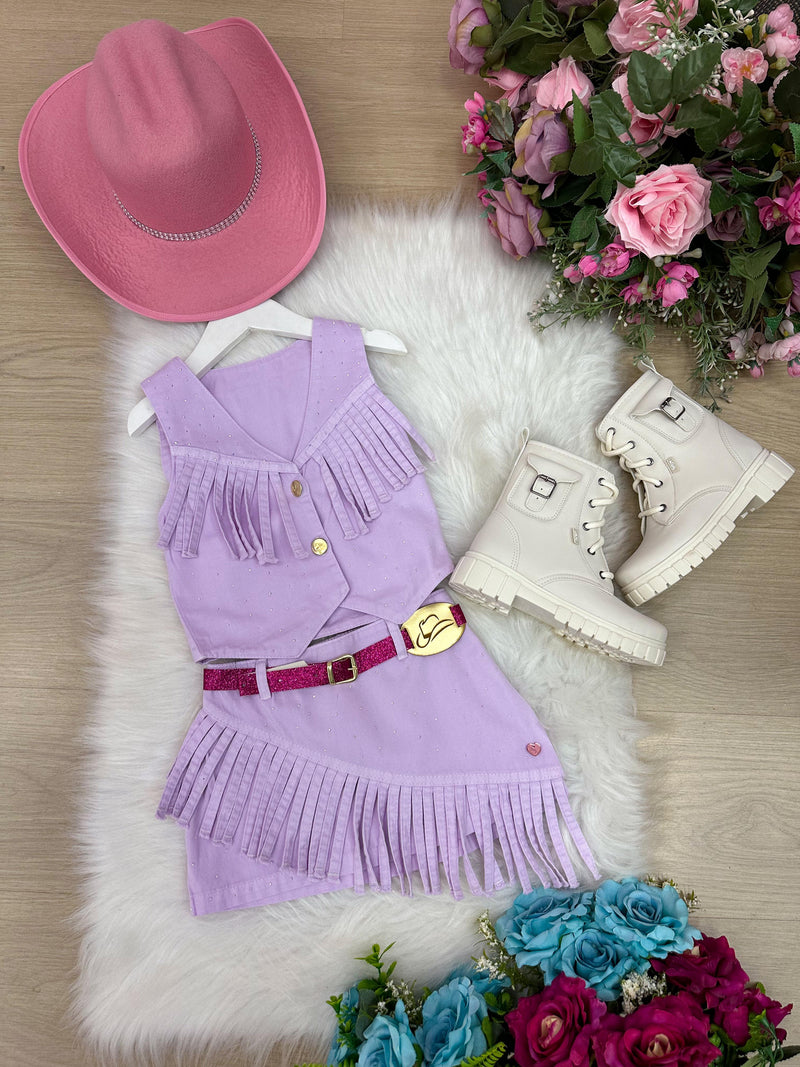 Conjunto Blogueirinha Boiadeira Maraisa Jeans Lilas (CONJBLORAMRISALILAS)