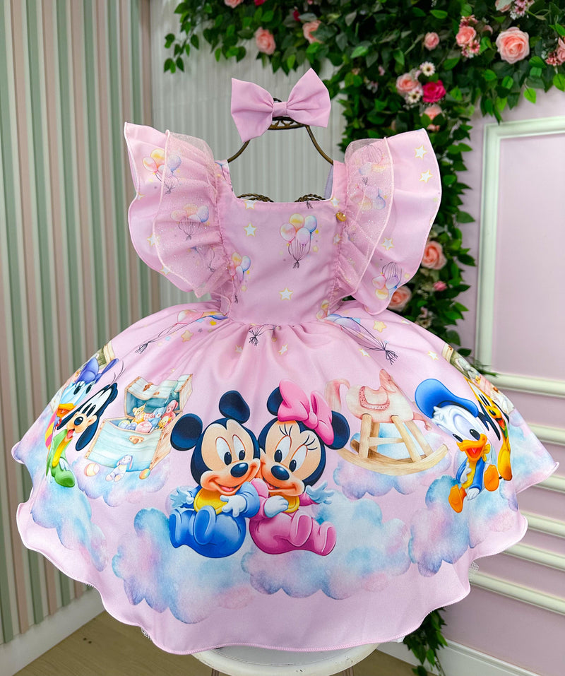Vestido Temáticos Kids Turma Mickey Mouse Baby Disney TAMANHO:1;COR:Rosa (VESTTMCKDSTRMMCMSBBDNYT1)
