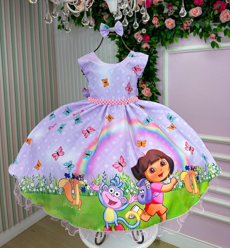Vestido Tematicos Ysa Kids Dora Aventureira Lilas (VESTTMCYSAKDSDRAVTLL)