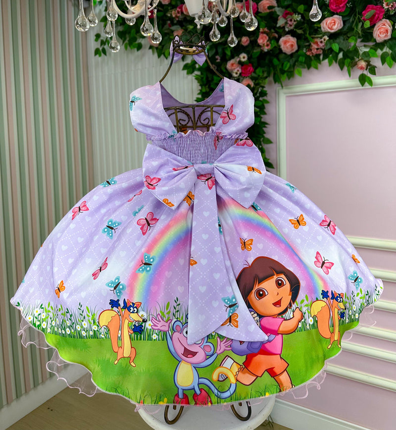 Vestido Tematicos Ysa Kids Dora Aventureira Lilas (VESTTMCYSAKDSDRAVTLL)