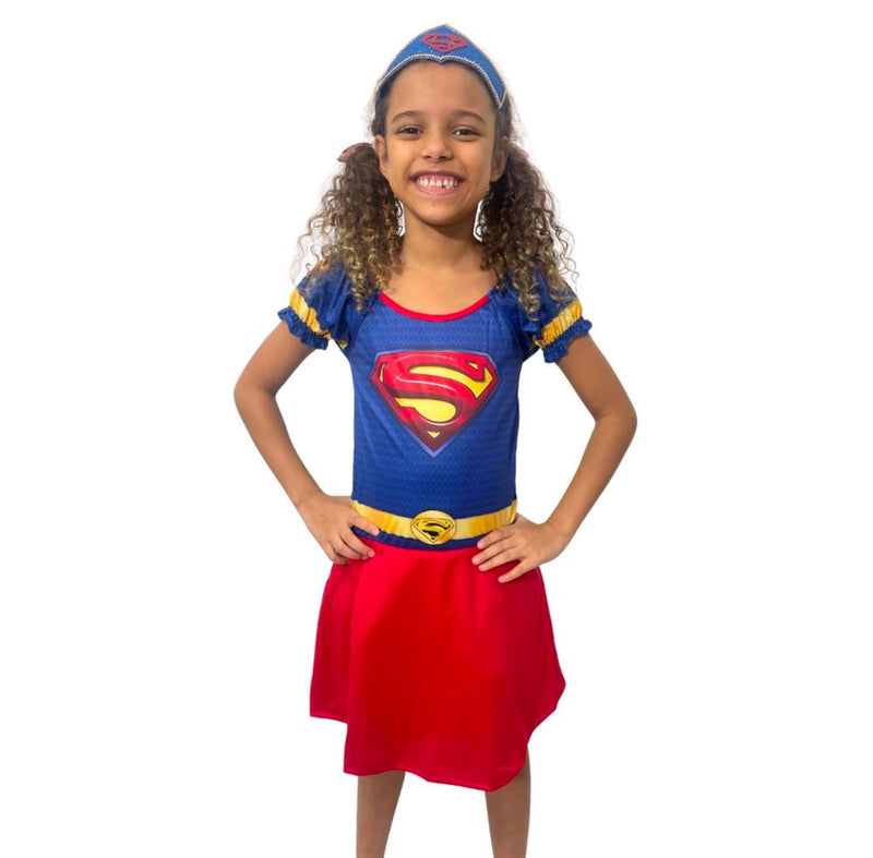 Fantasia Infantil Supergirl Com Tiara Festas (1140AZ)