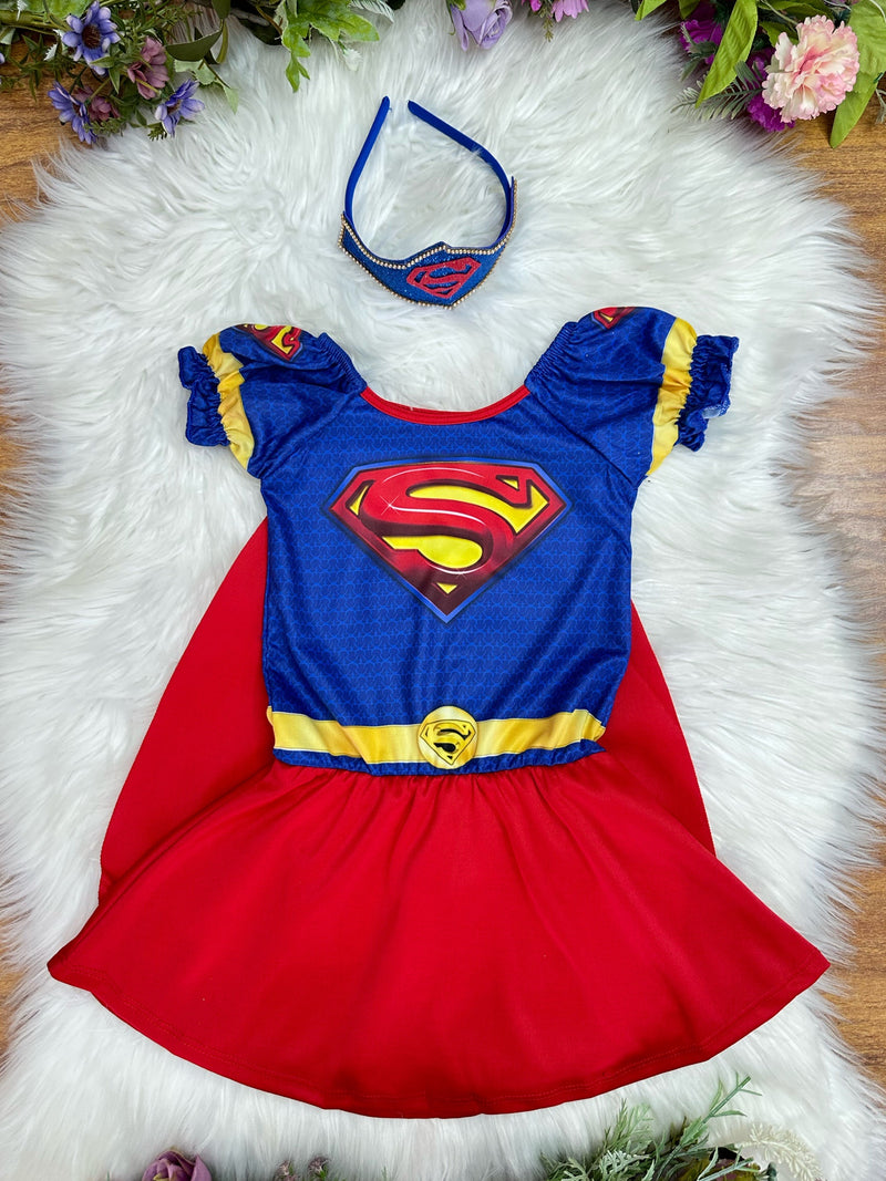 Fantasia Infantil Supergirl Com Tiara Festas (1140AZ)