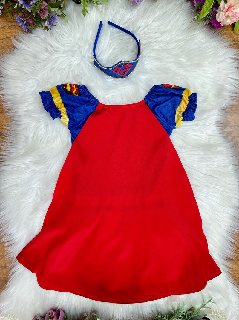 Fantasia Infantil Supergirl Com Tiara Festas (1140AZ)