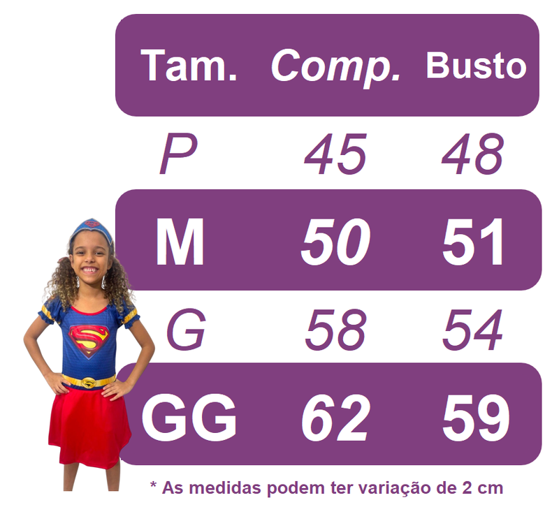 Fantasia Infantil Supergirl Com Tiara Festas (1140AZ)