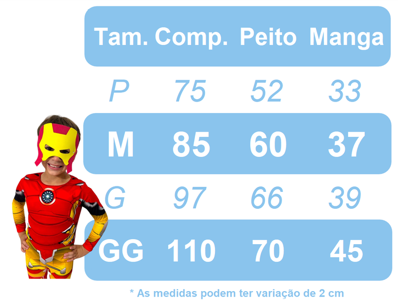 Fantasia Infantil Homem de Ferro Acompanha a Máscara de E.V.A. e Escolha o Acessório (1030VM)