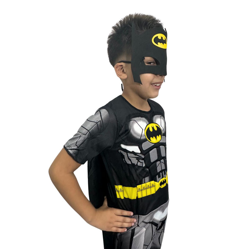 Fantasia Infantil Batman Acompanha a Máscara de E.V.A. e Escolha o Acessório Boneco Ou/e Máscara de Plástico (1080PT)