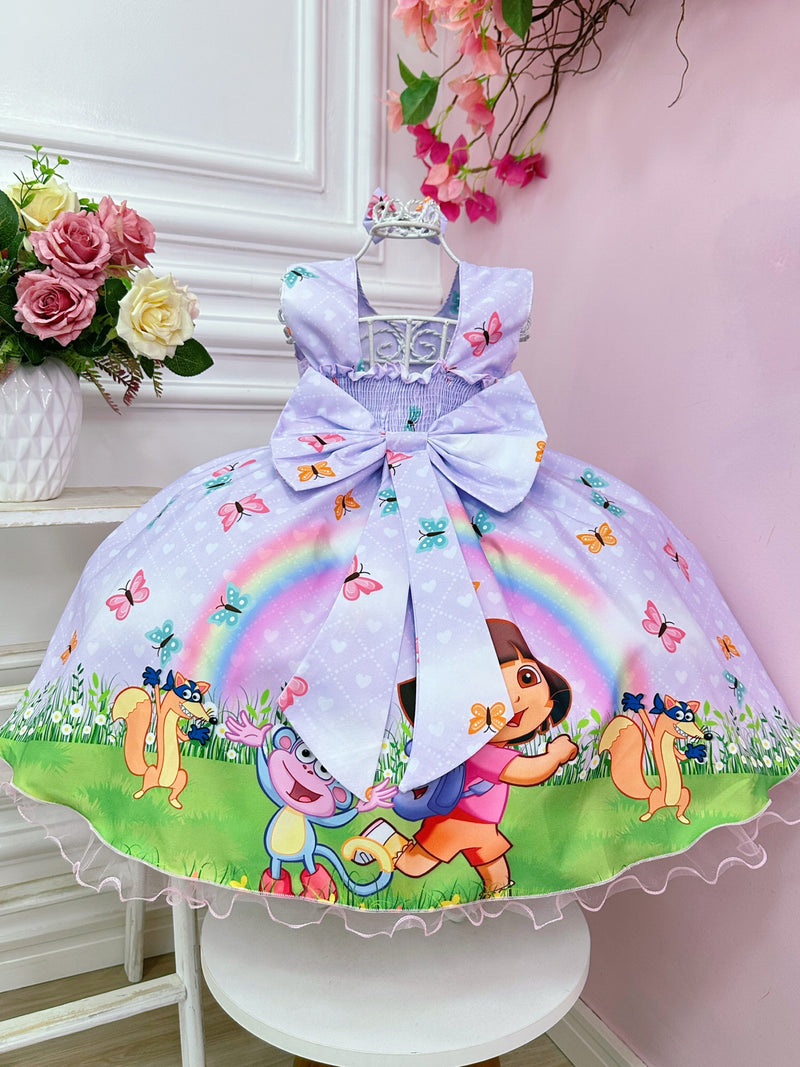 Vestido Infantil Lilás Dora Aventureira Amigos Festas (3062LL)