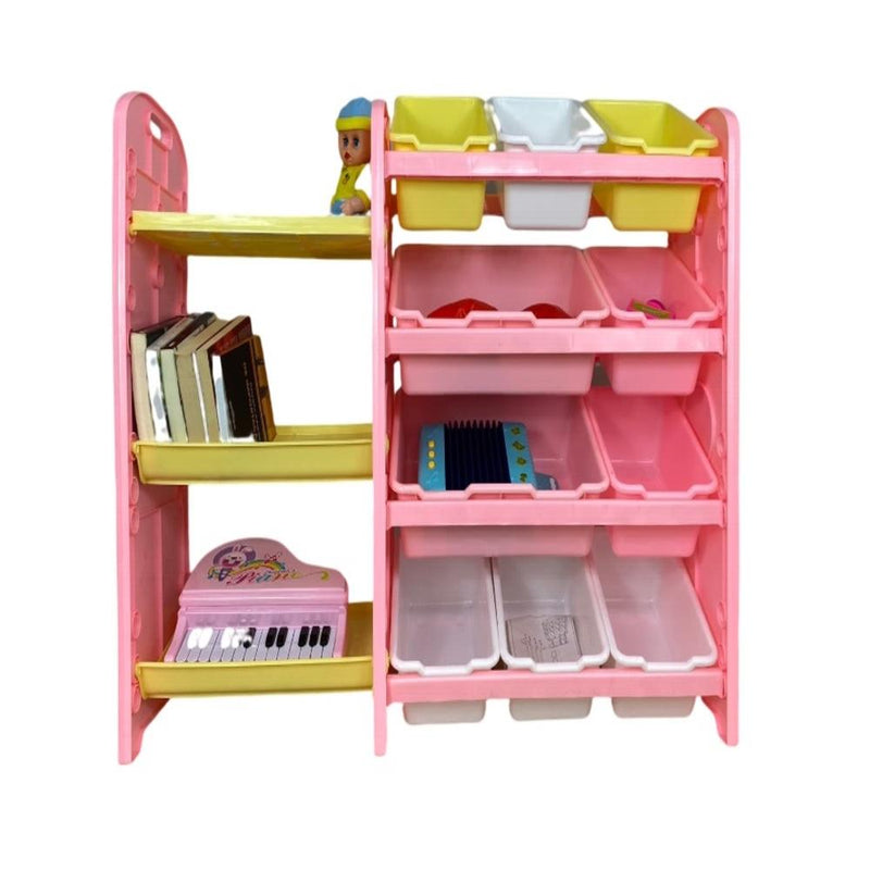 ESTANTE ORGANIZADOR BRINQUEDOS BAU GUARDA LIVROS CESTO NICHO QUARTO VARANDA 10 GAVETAS 3 PRATELEIRAS (6655)