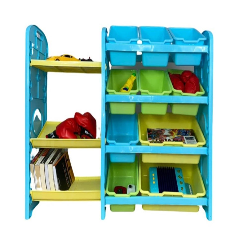 ESTANTE ORGANIZADOR BRINQUEDOS BAU GUARDA LIVROS CESTO NICHO QUARTO VARANDA 10 GAVETAS 3 PRATELEIRAS (6655)