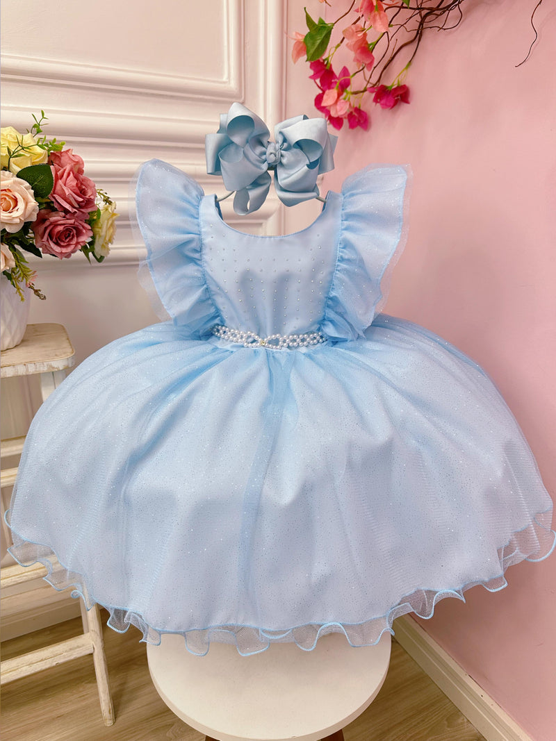 Vestido Infantil Princesa Cinderela Frozen C/ Babados Strass (1407AA)