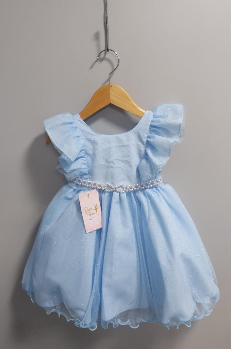 Vestido Infantil Princesa Cinderela Frozen C/ Babados Strass (1407AA)