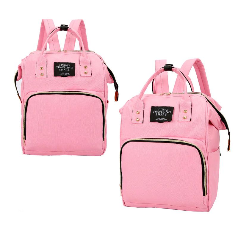 Mochila Mala Bolsa Maternidade Multiuso Multifuncional Mamadeira Cor:Rosa (6129_1349)