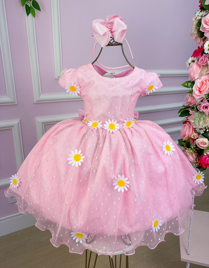 Vestido Marie Jardim Encantado Margaridas Rosa Bebe (VESTMRIEJRDENCTMGRDRSBB)