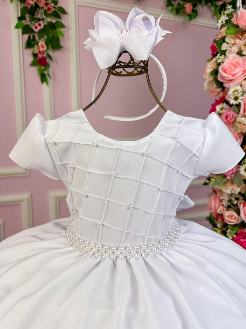 Vestido Ysa Kids Branco Peito Perolas (VESTYSKDSBRNPTPRL)