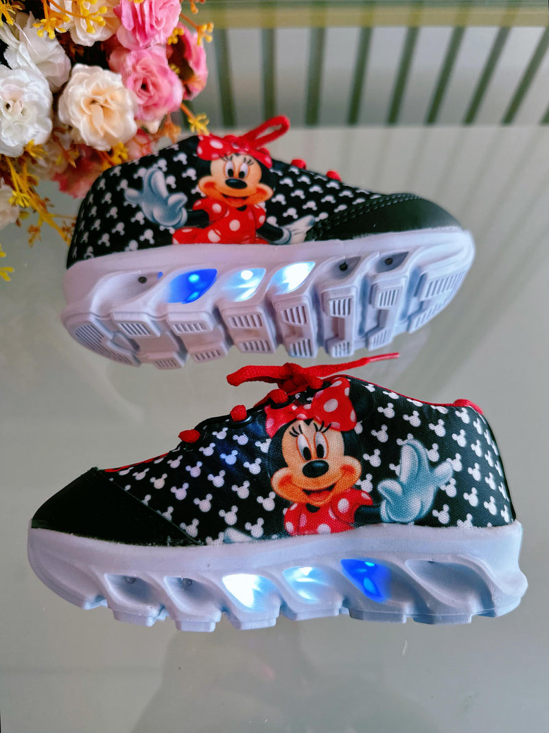 Tênis Meninas Temático Minnie Preto Com Leds (1234PT)