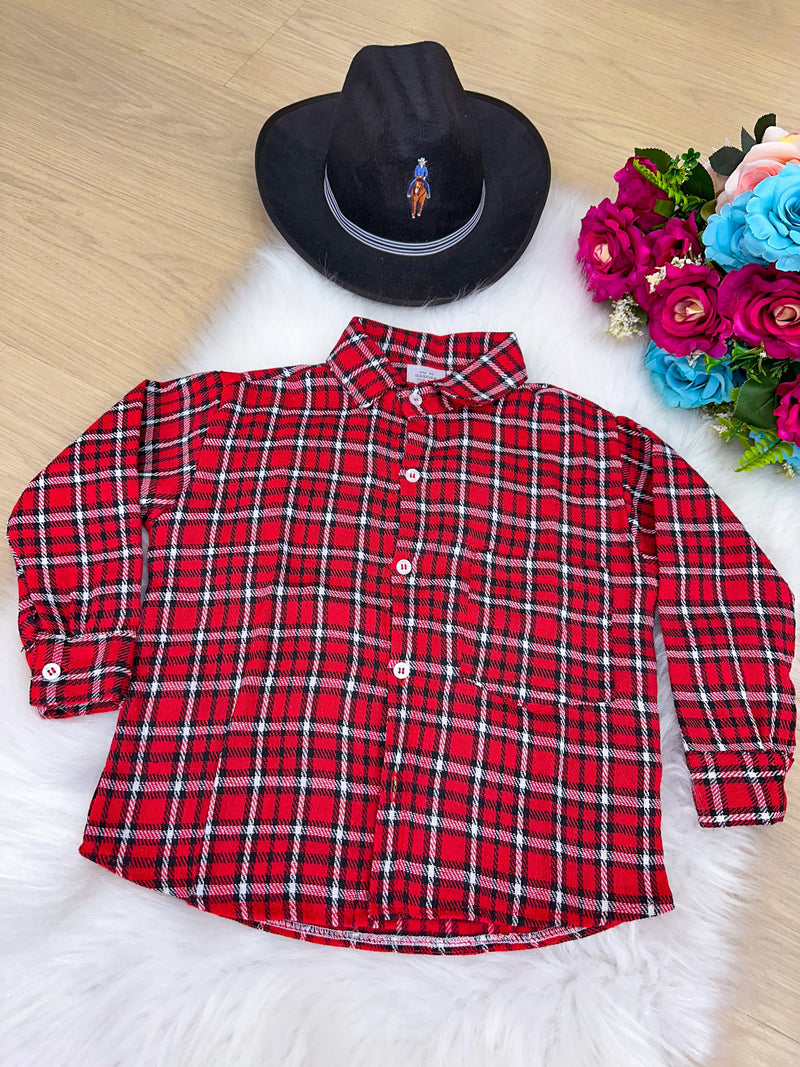 Camisa Xadrez Vermelha Flanela/Flanelada Junina (CMSXDRZVRMLFLFLDJNN)