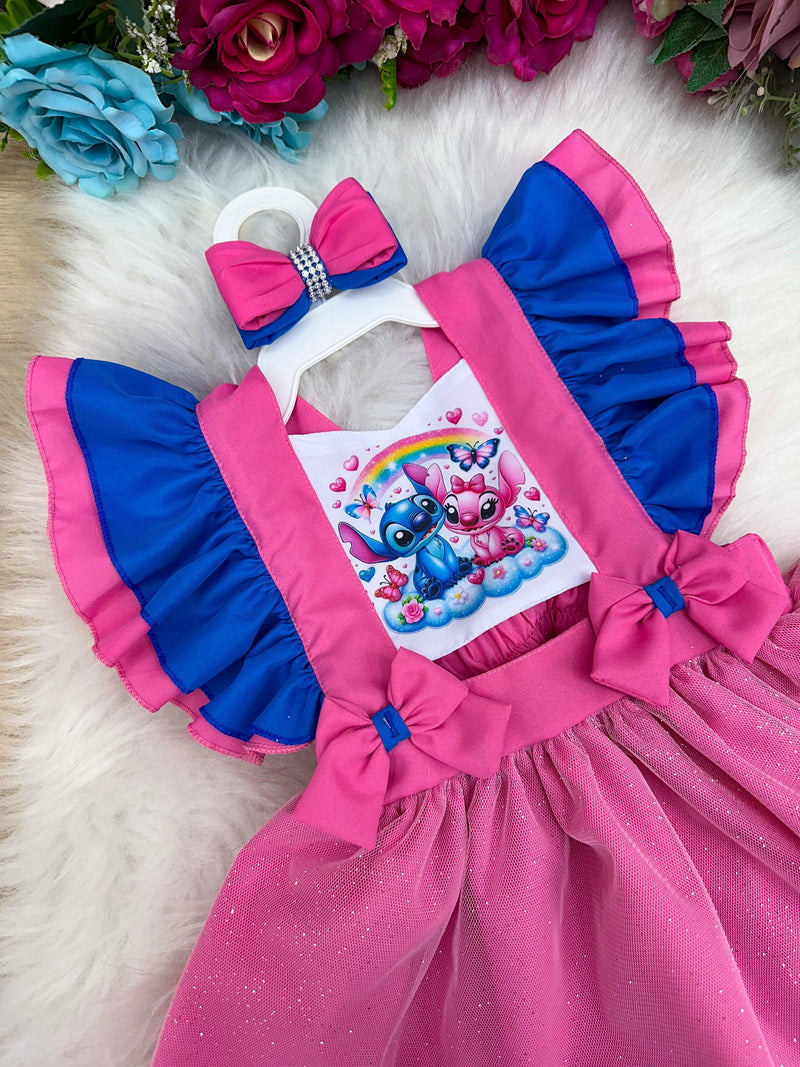 Romper/Vestido Princesa Belli Tematico Stitch e Angel (RMPPRNBLTMSTCANG)