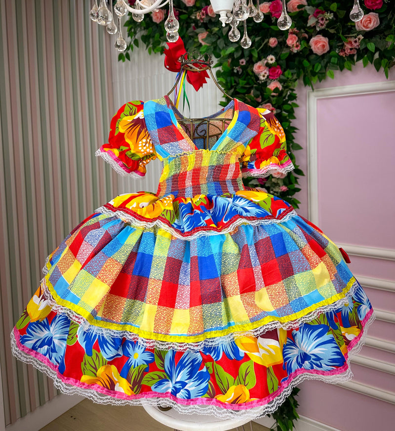 Vestido Junino Mimadine Caetana Colorido (VESTJNNMDNCTNCL)