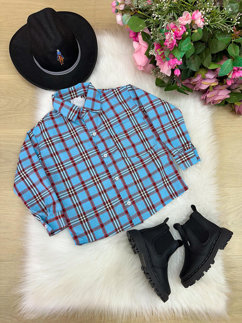 Camisa Xadrez Azul e Vermelho Junina (CMSXDAZVRFLJNN)