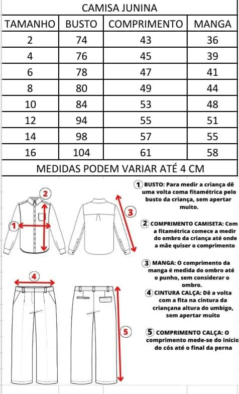 Camisa Xadrez Vermelha e Branco Flanela/Flanelada Junina (CMXDVRMBRFLJNN)